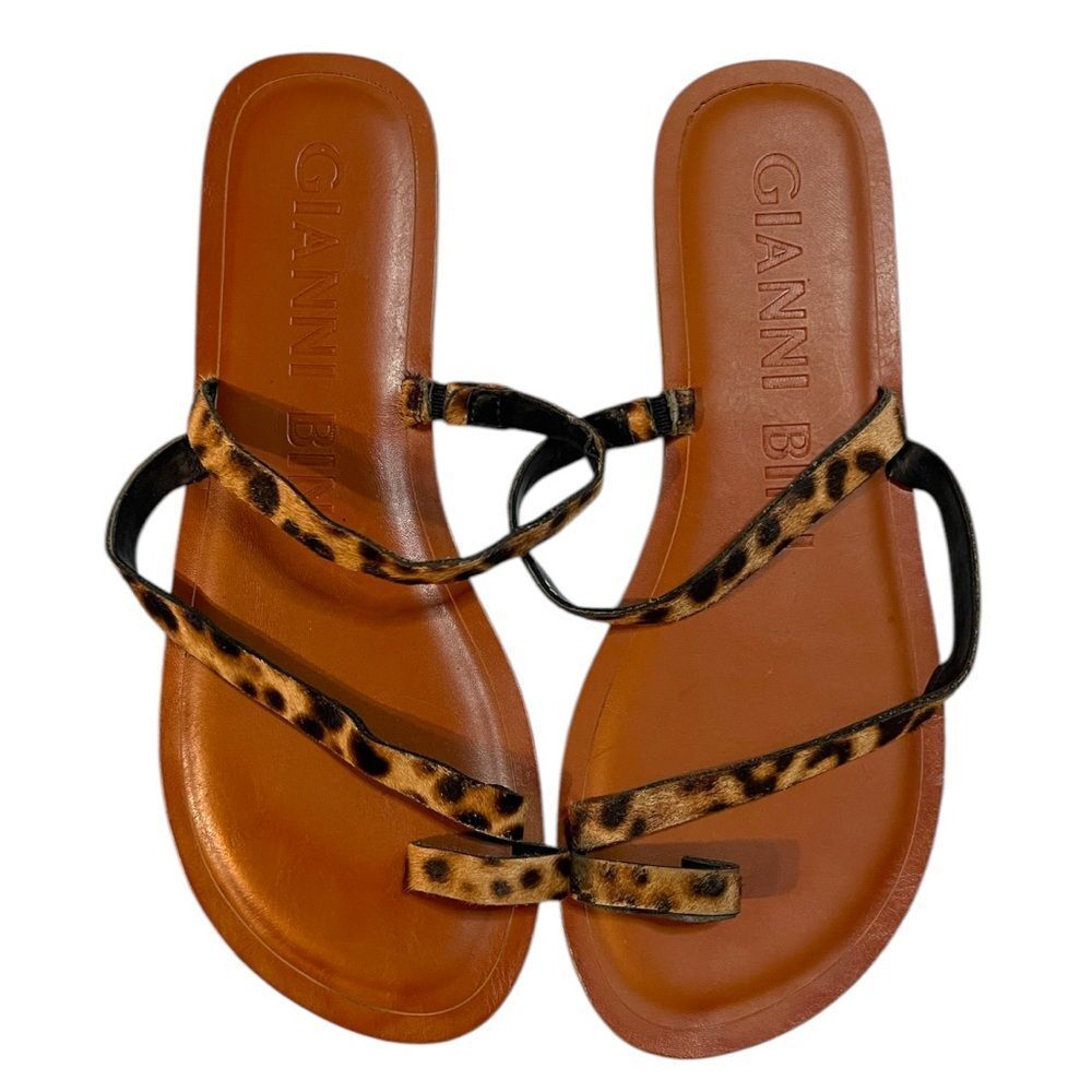 Gianni Bini Leopard-Print Strappy Sandals | Size 8